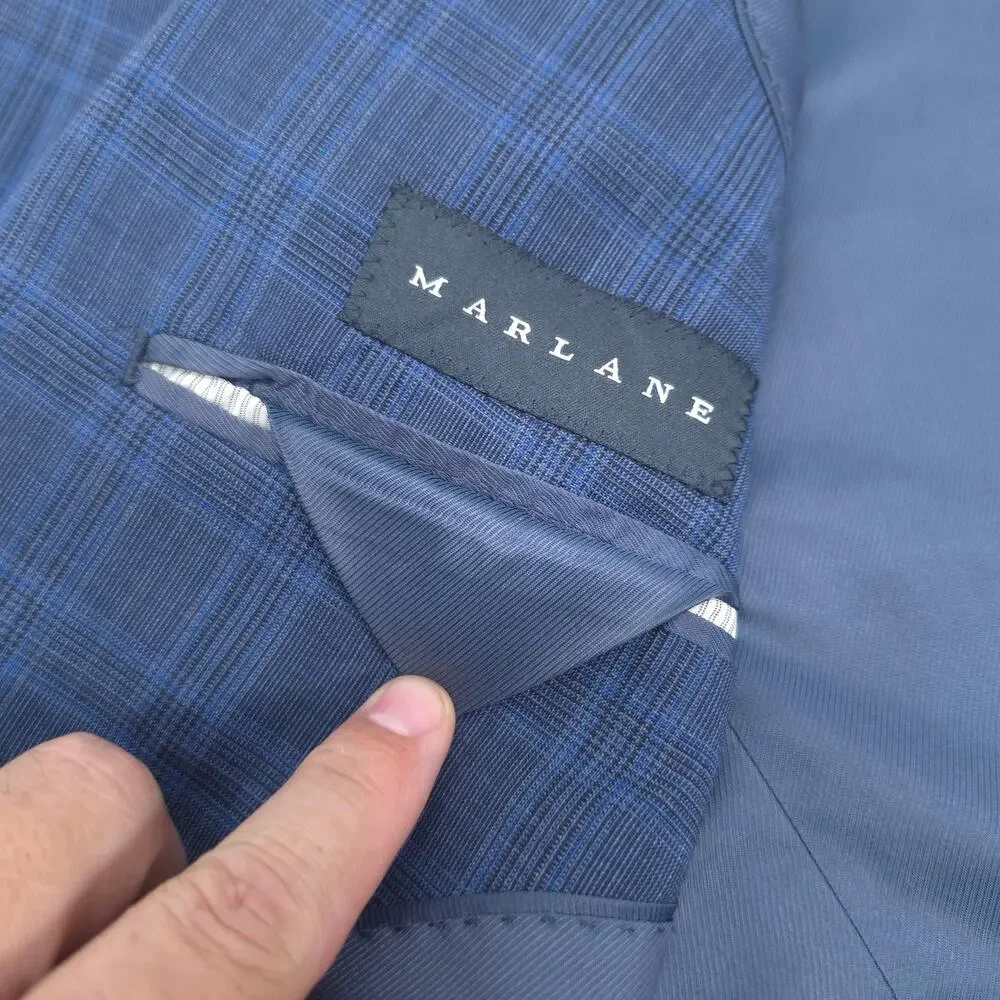 Banana Republic Marzotto Slim Fit Sport Coat Blazer 40R Blue Plaid Wool